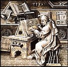 Schreiber in einem mittelalterlichen Skriptorium